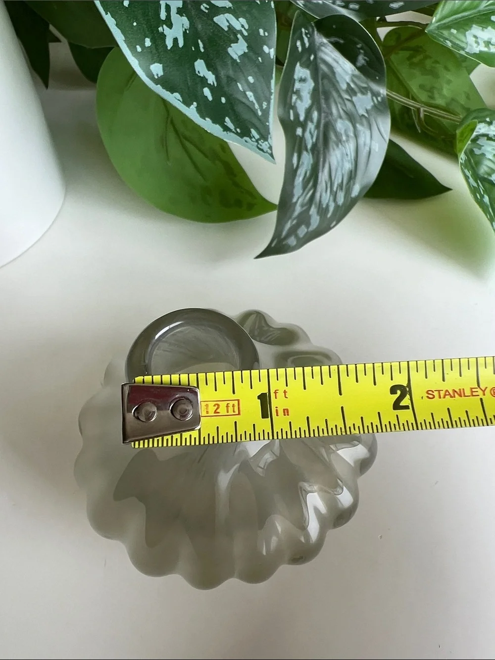 Neutral Blown Glass Vase Small Asymmetrical